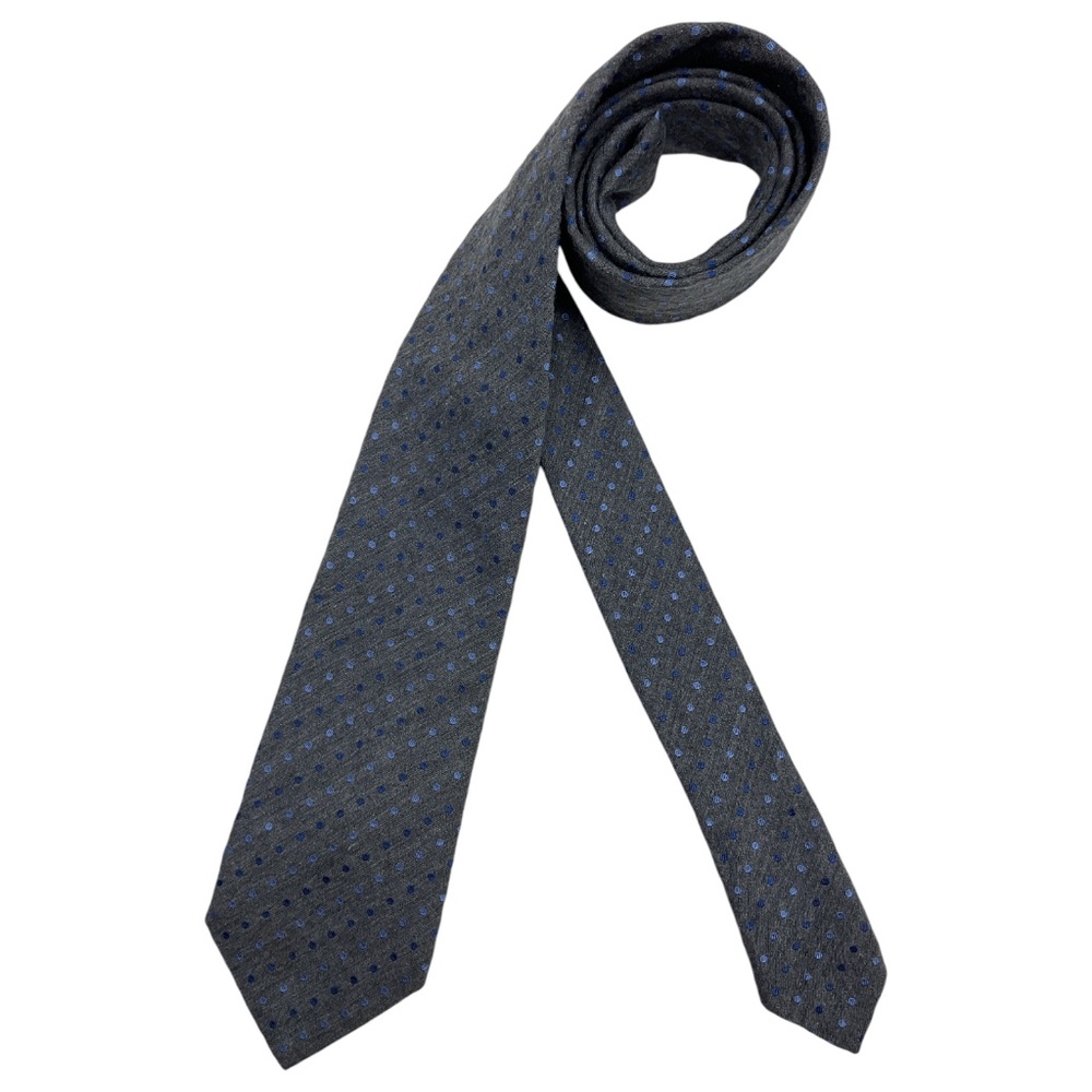 ALTEA XL Gray Polka Dot Silk Blend LUXURY Tie ITALY